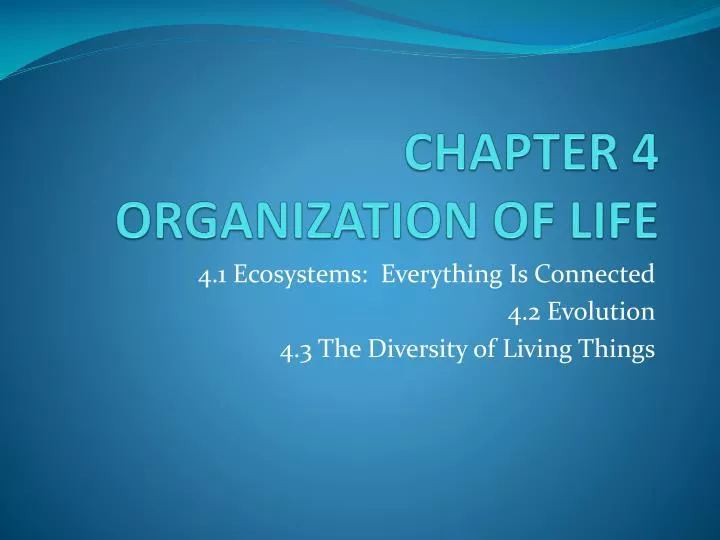chapter 4 organization of life