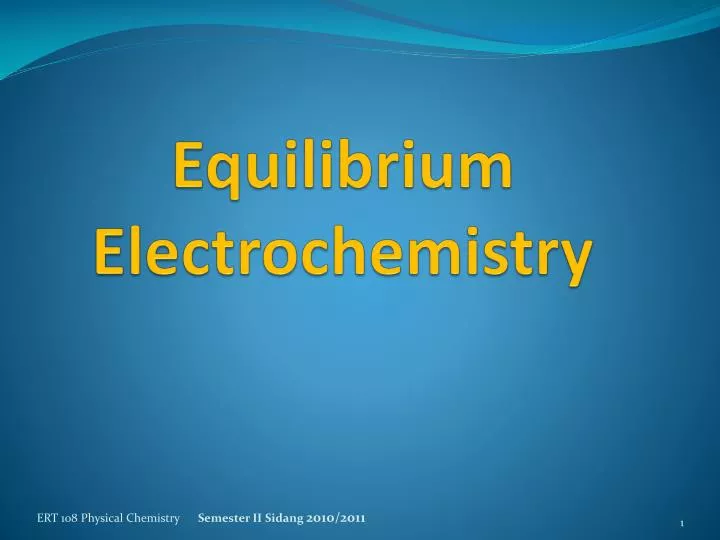 equilibrium electrochemistry