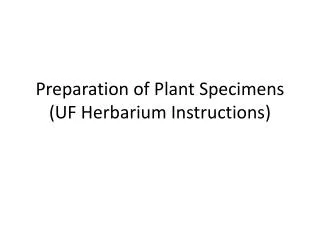 Preparation of Plant Specimens (UF Herbarium Instructions)