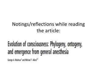 Notings/reflections while reading the article: