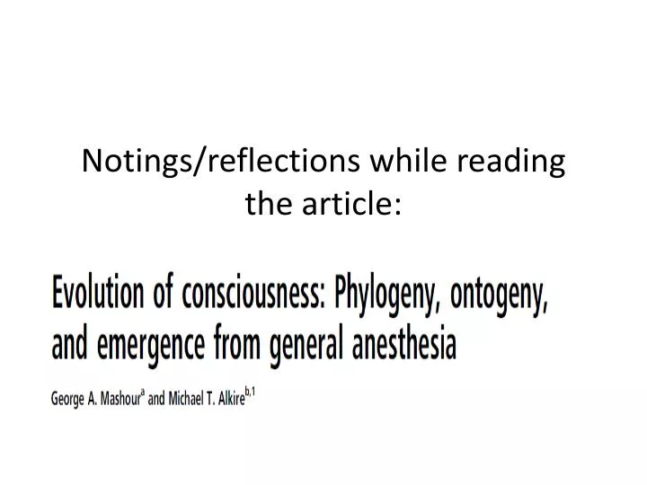 notings reflections while reading the article