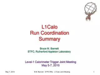 L1Calo Run Coordination Summary