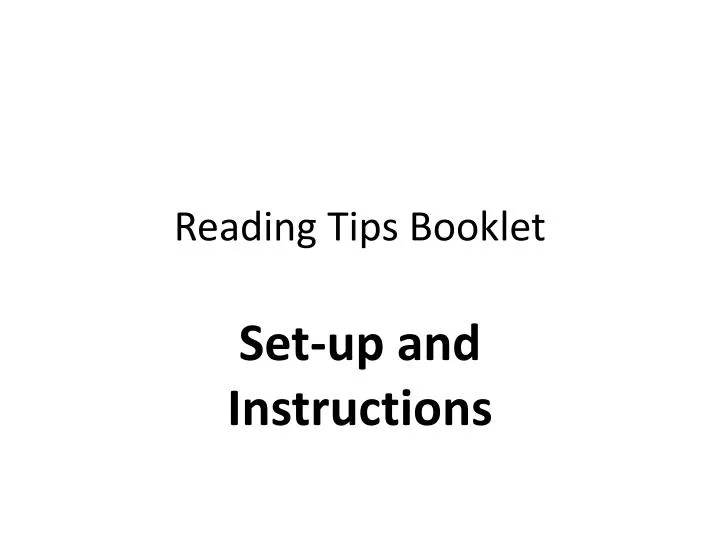 reading tips booklet