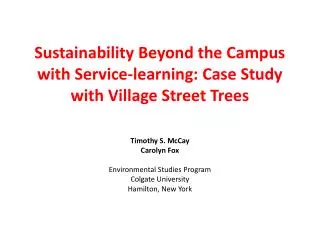 Sustainability Beyond the Campus with Service-learning: Case Study with Village Street Trees