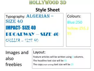 HOLLYWOOD 3D Style Sheet