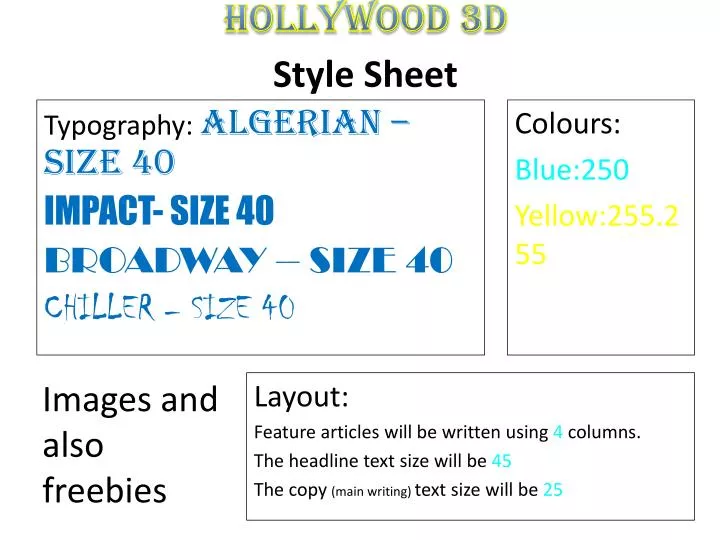 hollywood 3d style sheet