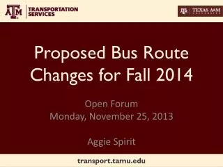 Proposed Bus Route Changes for Fall 2014