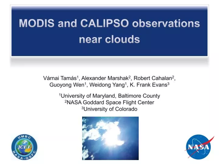 modis and calipso observations near clouds