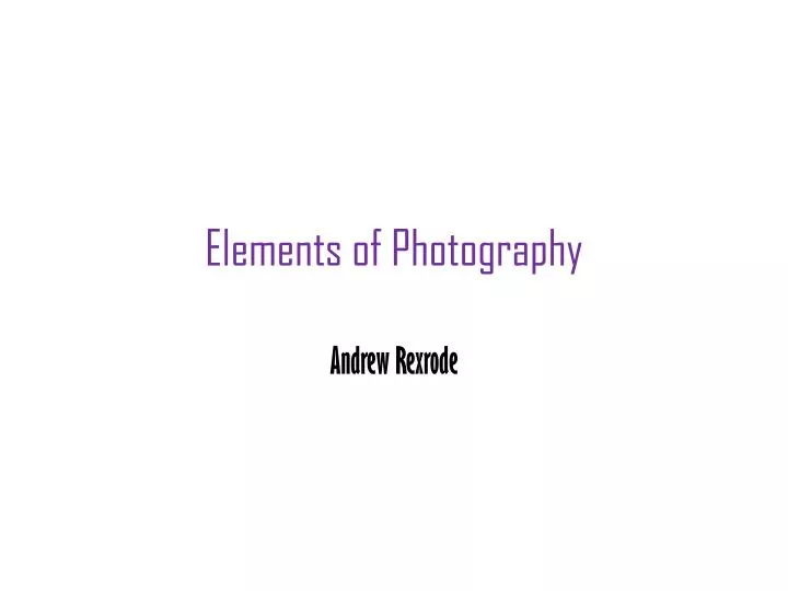 elements of photography