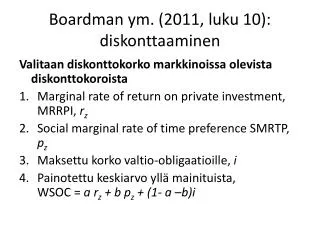 boardman ym 2011 luku 10 diskonttaaminen