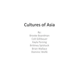 Cultures of Asia