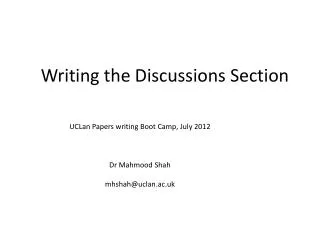 Writing the Discussions Section