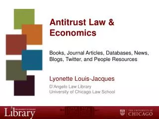 Antitrust Law &amp; Economics