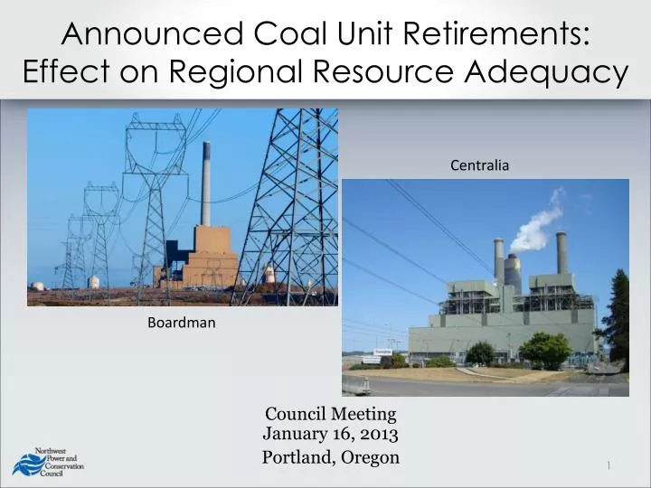 announced coal unit retirements effect on regional resource adequacy