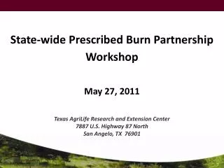 State-wide Prescribed Burn Partnership Workshop