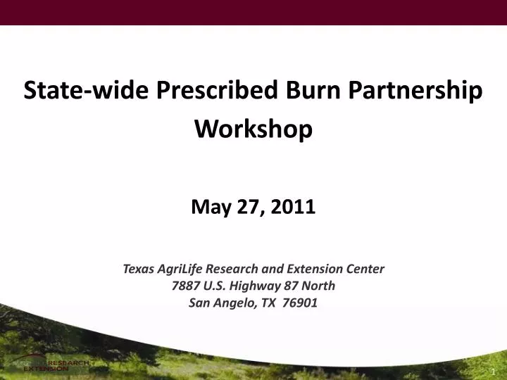 state wide prescribed burn partnership workshop