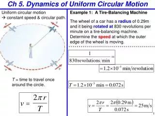 Ch 5. Dynamics of Uniform Circular Motion