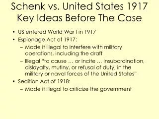 schenk vs united states 1917 key ideas before the case