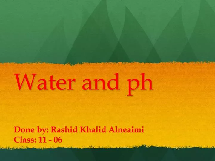 water and ph