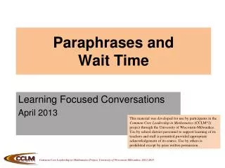 Paraphrases and Wait Time