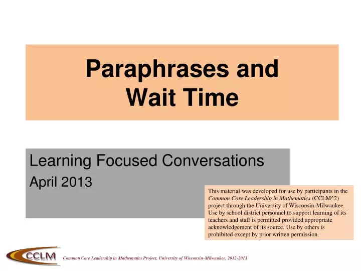 paraphrases and wait time