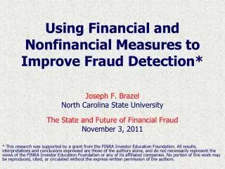 Using Financial and Nonfinancial Measures to Improve Fraud Detection*