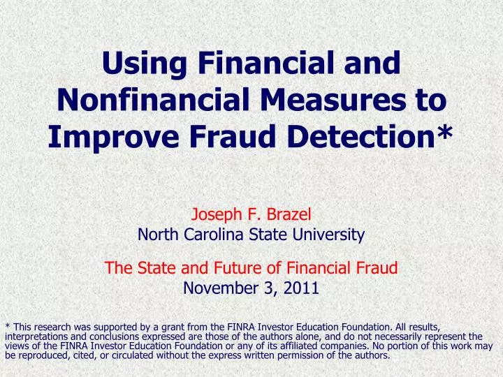 using financial and nonfinancial measures to improve fraud detection