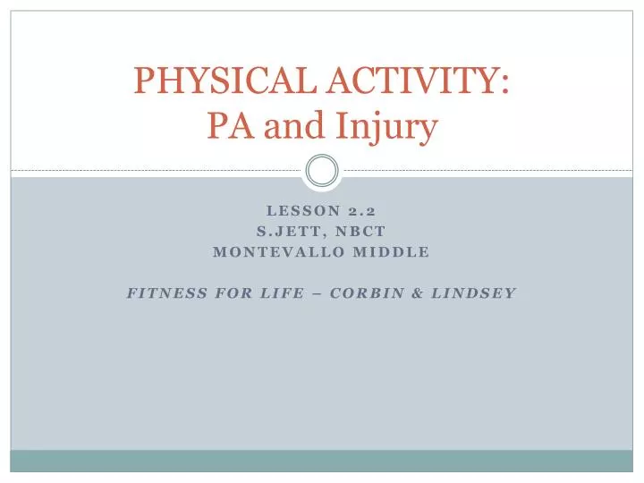 physical activity pa and injury