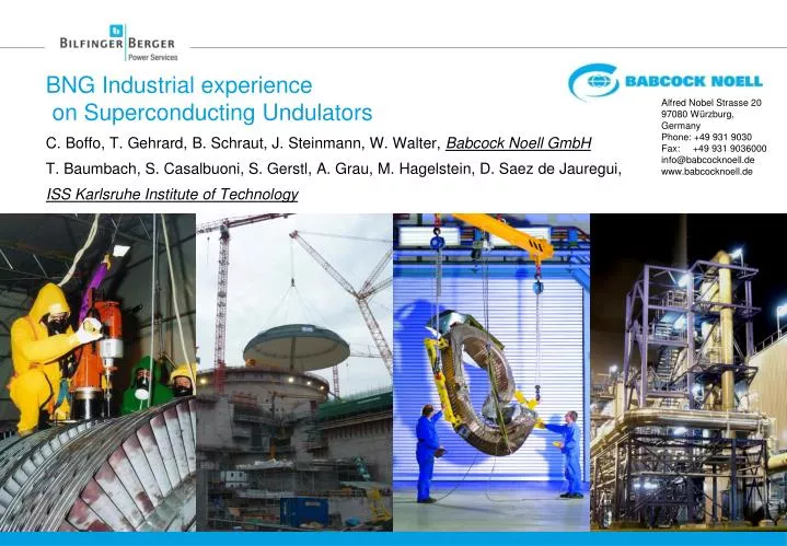 bng industrial experience on superconducting undulators