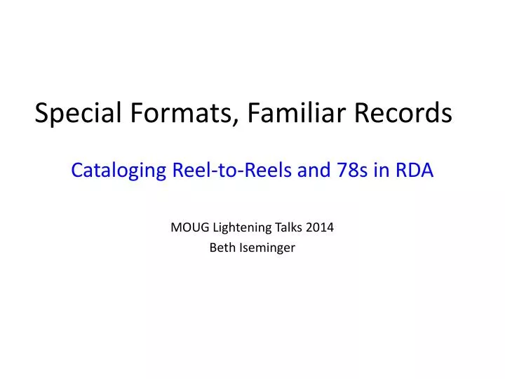 special formats familiar records