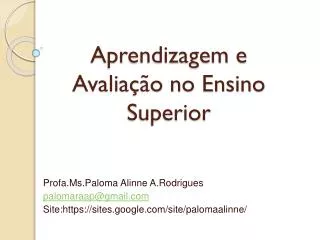 Aprendizagem e Avaliação no Ensino Superior