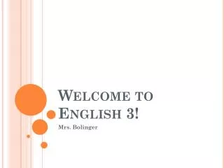 Welcome to English 3!