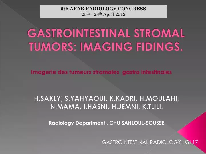gastrointestinal stromal tumors imaging fidings