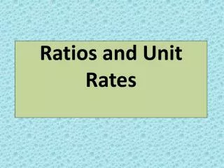ratios and unit rates
