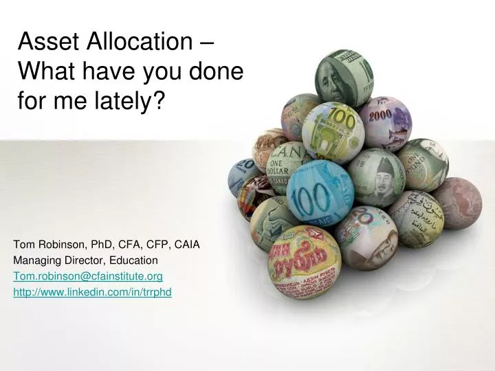 asset allocation what have you done for me lately