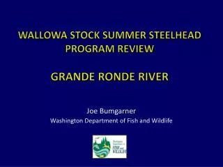 Wallowa Stock Summer Steelhead Program Review Grande Ronde River