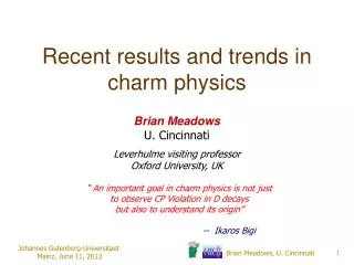 Recent results and trends in charm physics