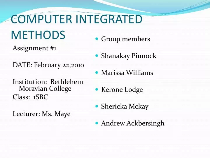 computer integrated methods