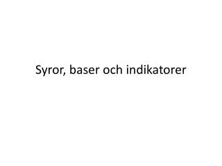 syror baser och indikatorer
