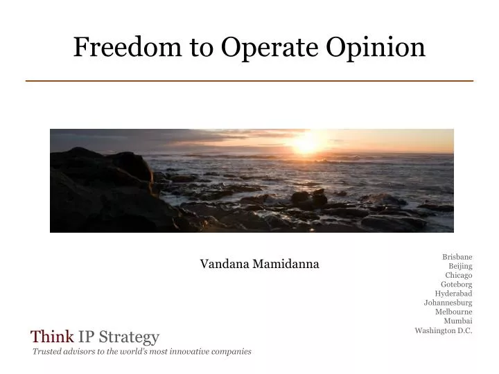 freedom to operate opinion