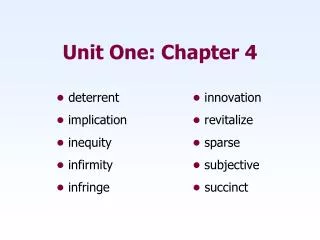 Unit One: Chapter 4