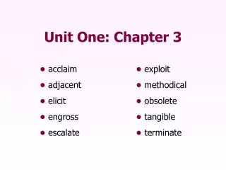 Unit One: Chapter 3