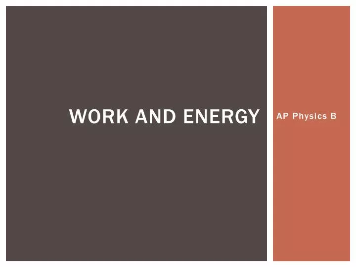 work and energy