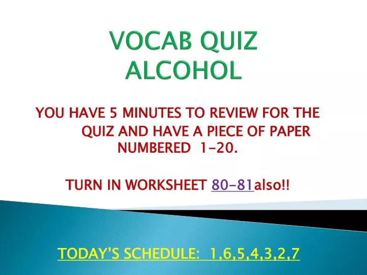 vocab quiz alcohol
