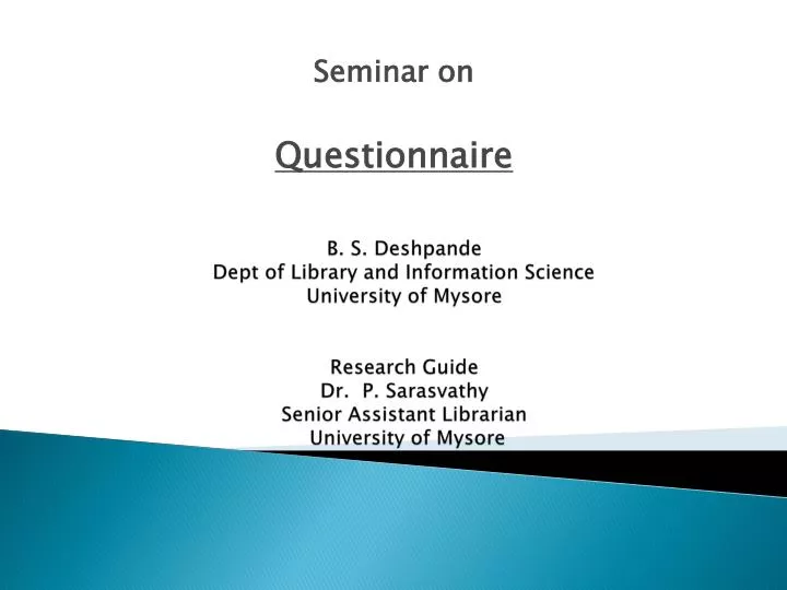 seminar on questionnaire