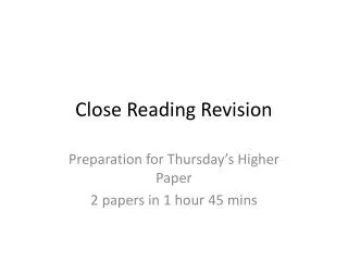 Close Reading Revision