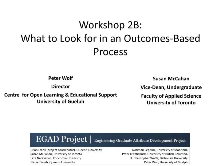 workshop 2b what to look for in an outcomes based process