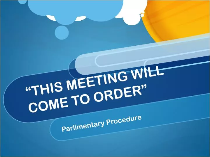 this meeting will come to order