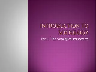 Introduction to sociology