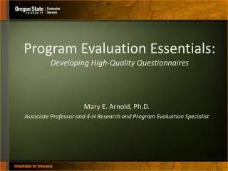 Program Evaluation Essentials: Developing High-Quality Questionnaires
